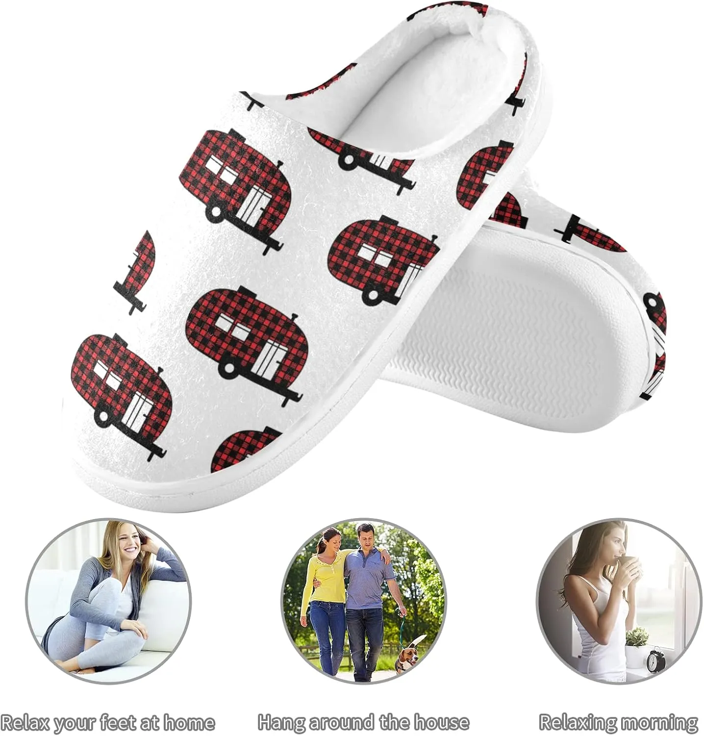 Unisex Memory Foam House Slippers Non-Skid Soft Warm Sole Coral Fleece Slip-on Closed Toe Hand Free Shoes for Bedroom Travel 6-17