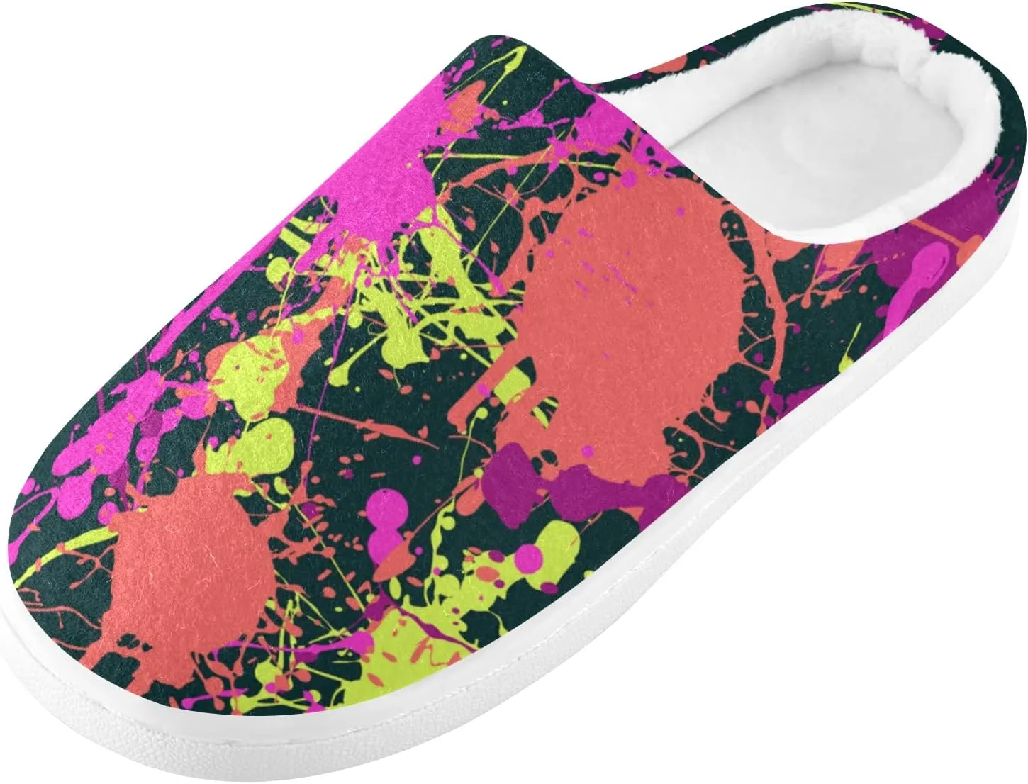 Unisex Memory Foam House Slippers Non-Skid Soft Warm Sole Coral Fleece Slip-on Closed Toe Hand Free Shoes for Bedroom Travel 6-17