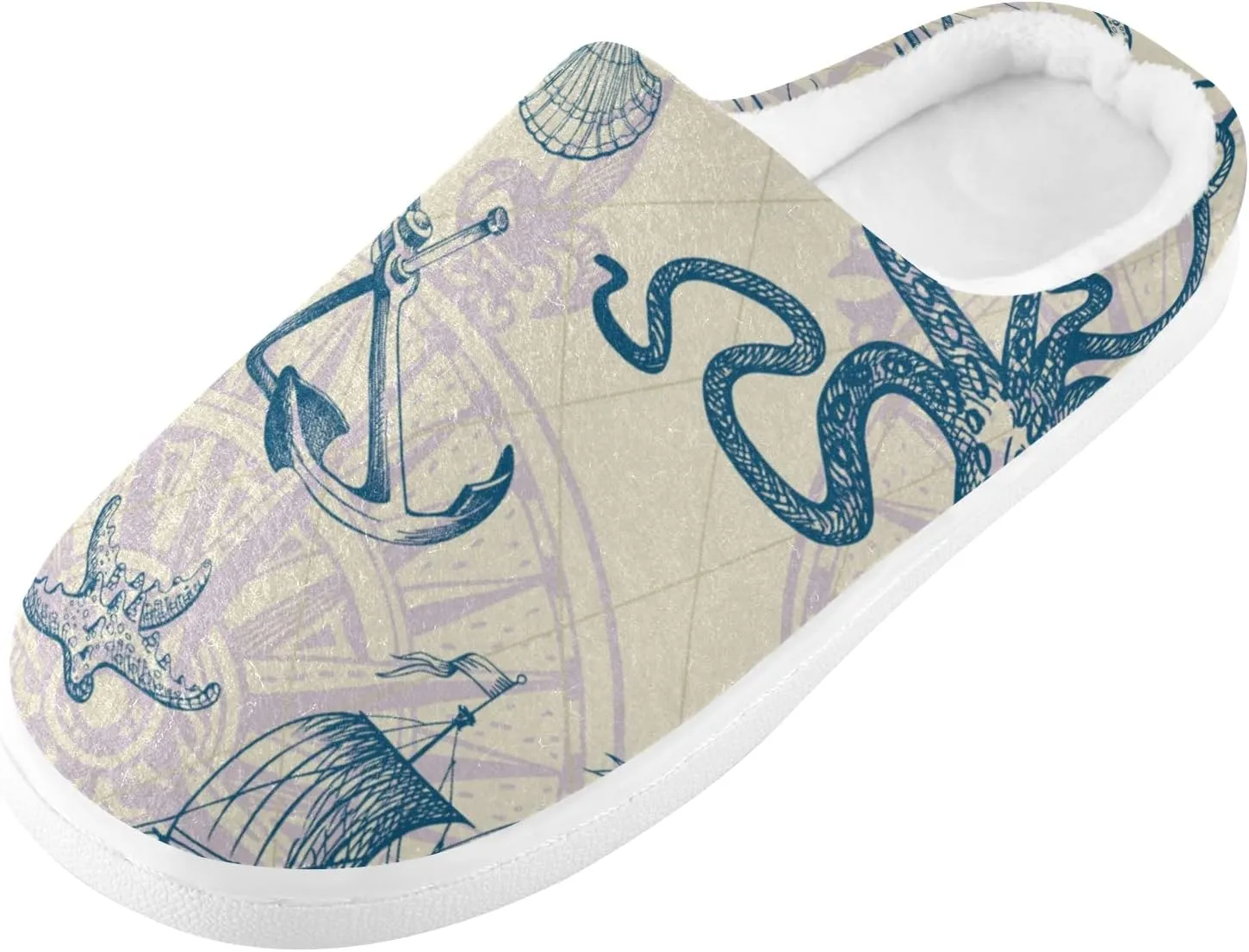 Unisex Memory Foam House Slippers Non-Skid Soft Warm Sole Coral Fleece Slip-on Closed Toe Hand Free Shoes for Bedroom Travel 6-17