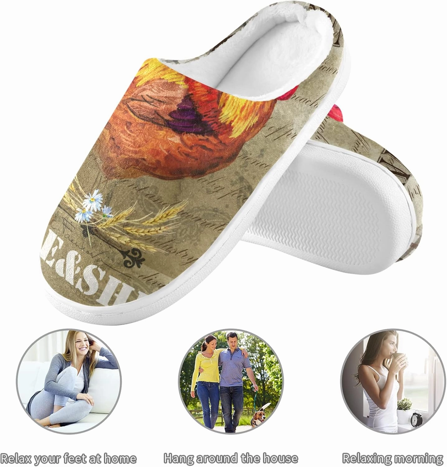 Unisex Memory Foam House Slippers Non-Skid Soft Warm Sole Coral Fleece Slip-on Closed Toe Hand Free Shoes for Bedroom Travel 6-17