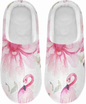 Unisex Memory Foam House Slippers Non-Skid Soft Warm Sole Coral Fleece Slip-on Closed Toe Hand Free Shoes for Bedroom Travel 6-17