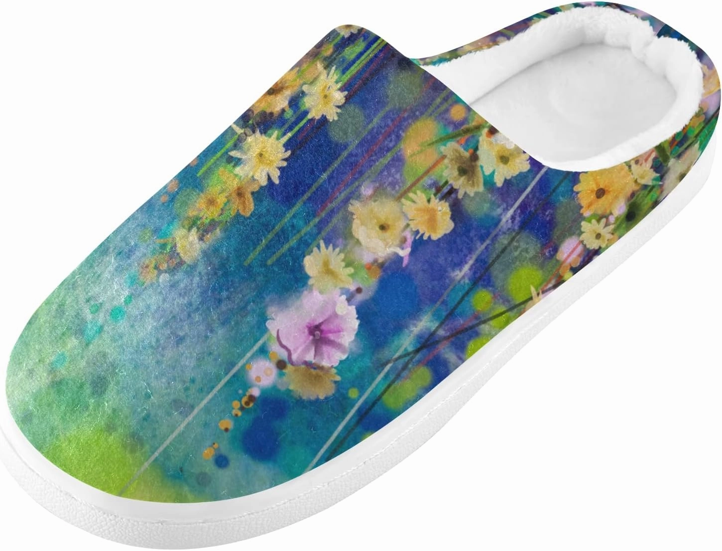 Unisex Memory Foam House Slippers Non-Skid Soft Warm Sole Coral Fleece Slip-on Closed Toe Hand Free Shoes for Bedroom Travel 6-17