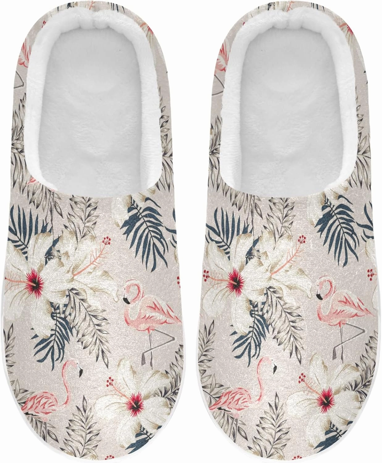 Unisex Memory Foam House Slippers Non-Skid Soft Warm Sole Coral Fleece Slip-on Closed Toe Hand Free Shoes for Bedroom Travel 6-17