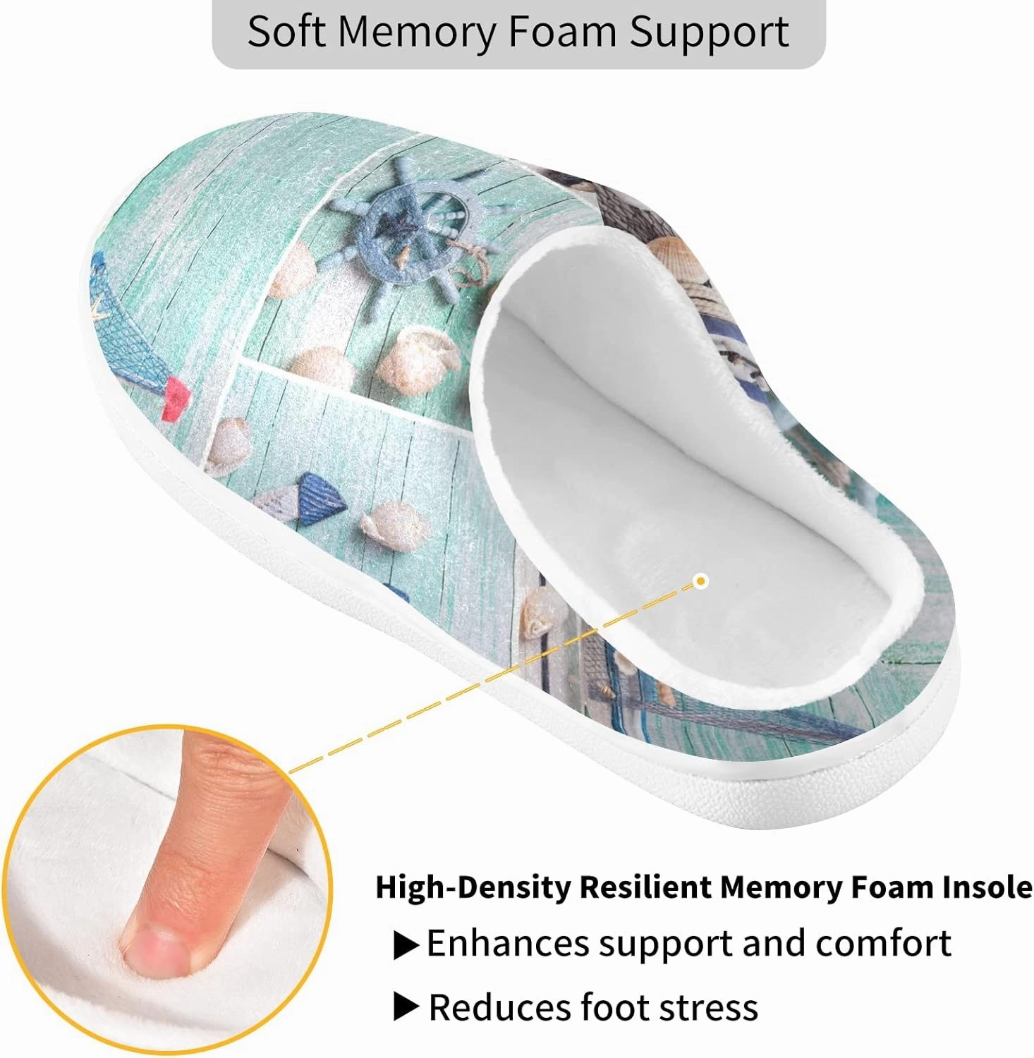 Unisex Memory Foam House Slippers Non-Skid Soft Warm Sole Coral Fleece Slip-on Closed Toe Hand Free Shoes for Bedroom Travel 6-17