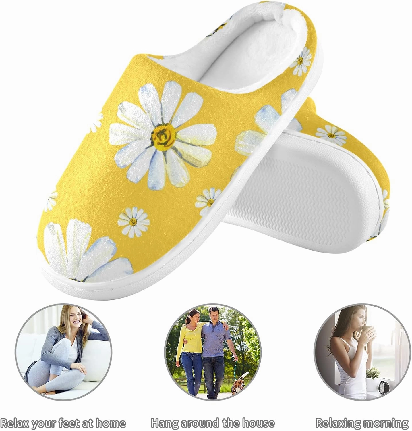 Unisex Memory Foam House Slippers Non-Skid Soft Warm Sole Coral Fleece Slip-on Closed Toe Hand Free Shoes for Bedroom Travel 6-17