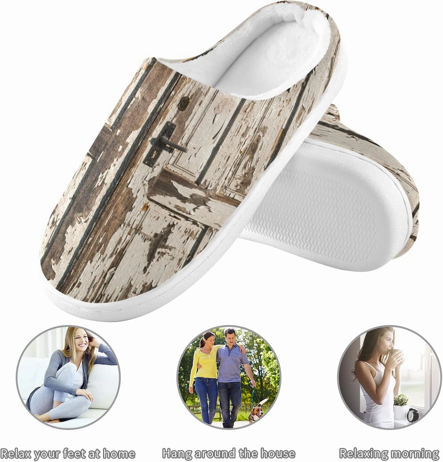 Unisex Memory Foam House Slippers Non-Skid Soft Warm Sole Coral Fleece Slip-on Closed Toe Hand Free Shoes for Bedroom Travel 6-17