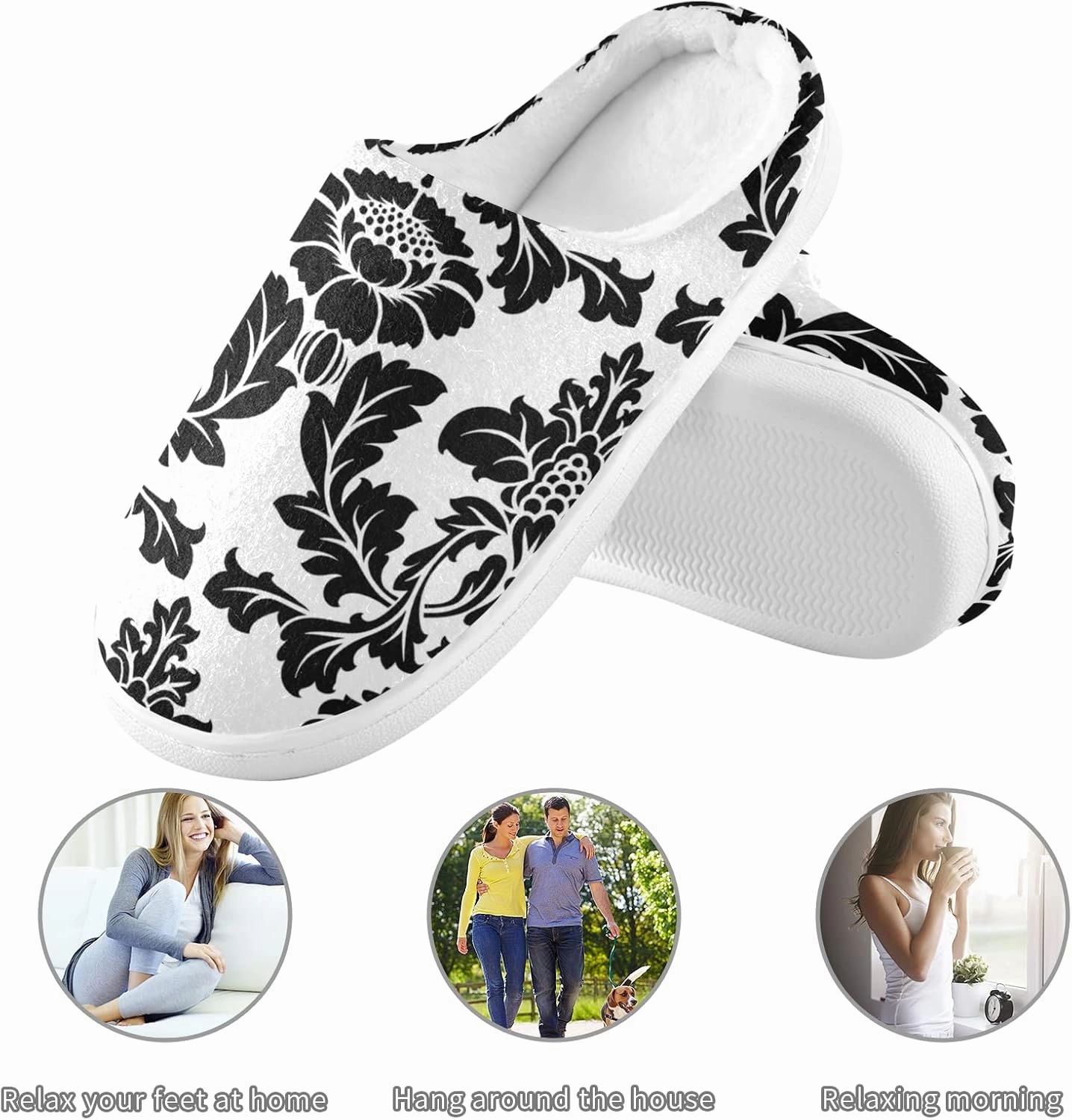 Unisex Memory Foam House Slippers Non-Skid Soft Warm Sole Coral Fleece Slip-on Closed Toe Hand Free Shoes for Bedroom Travel 6-17