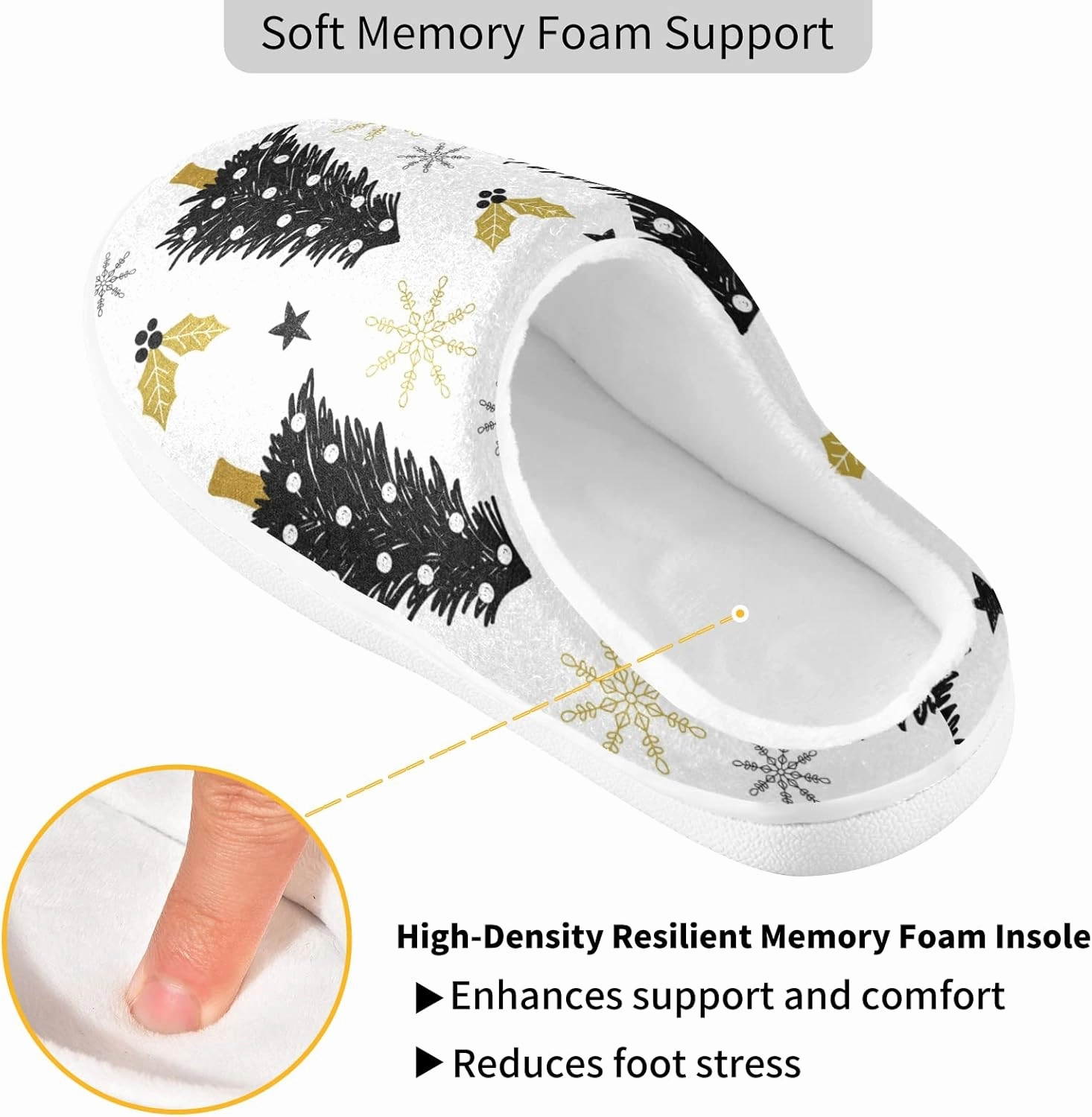 Unisex Memory Foam House Slippers Non-Skid Soft Warm Sole Coral Fleece Slip-on Closed Toe Hand Free Shoes for Bedroom Travel 6-17