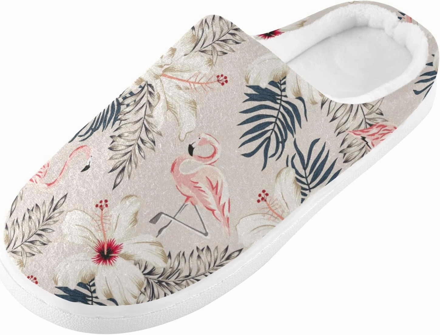 Unisex Memory Foam House Slippers Non-Skid Soft Warm Sole Coral Fleece Slip-on Closed Toe Hand Free Shoes for Bedroom Travel 6-17