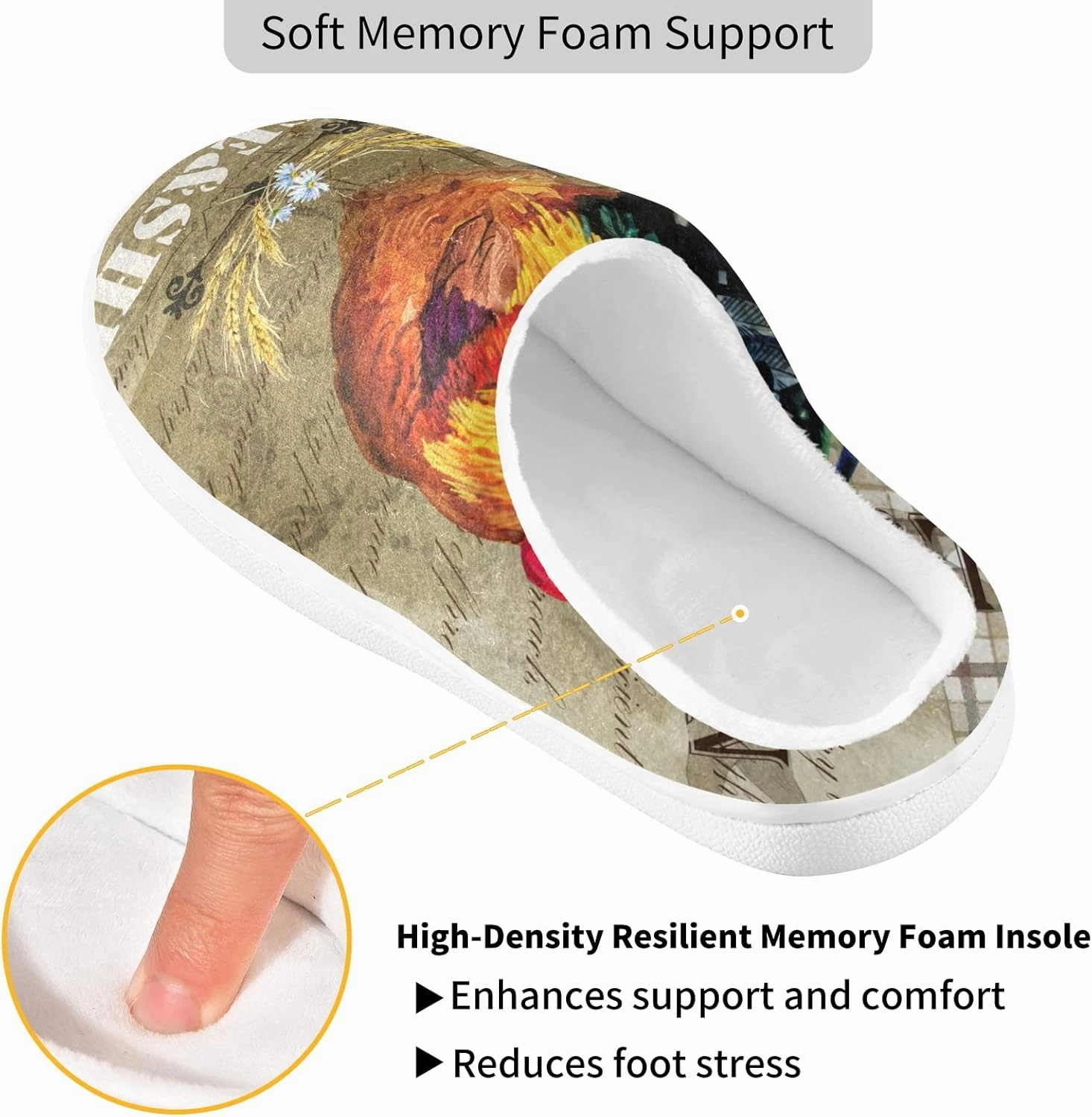 Unisex Memory Foam House Slippers Non-Skid Soft Warm Sole Coral Fleece Slip-on Closed Toe Hand Free Shoes for Bedroom Travel 6-17