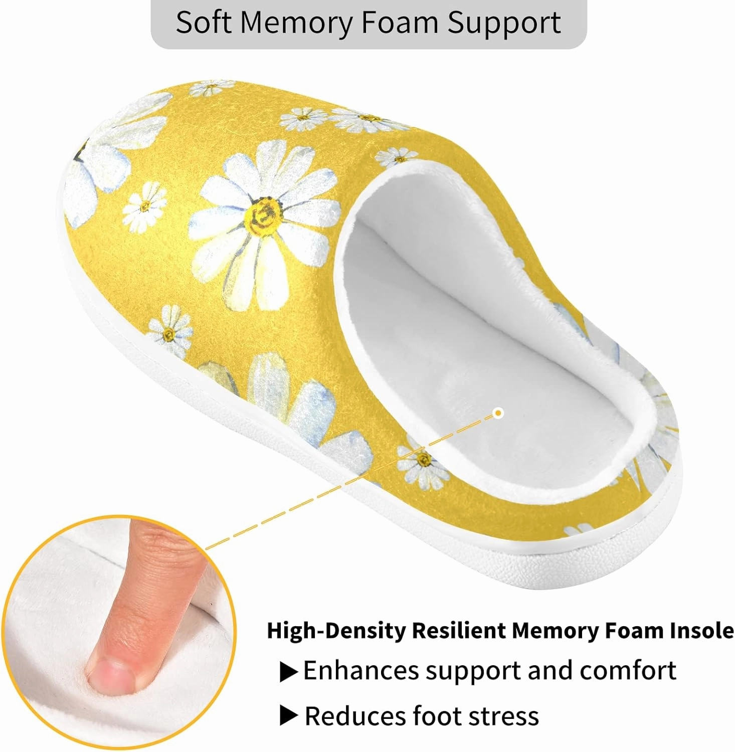 Unisex Memory Foam House Slippers Non-Skid Soft Warm Sole Coral Fleece Slip-on Closed Toe Hand Free Shoes for Bedroom Travel 6-17