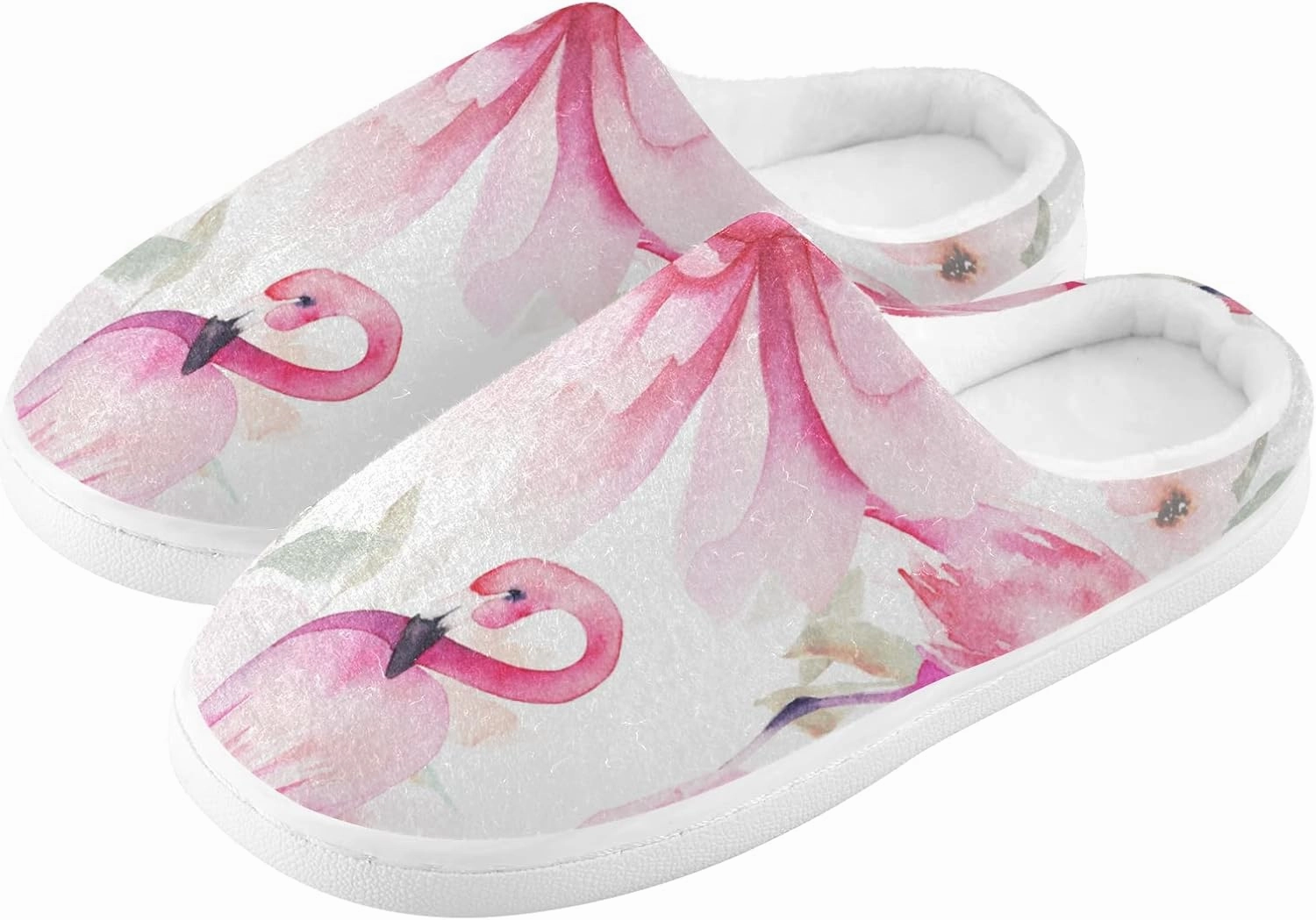 Unisex Memory Foam House Slippers Non-Skid Soft Warm Sole Coral Fleece Slip-on Closed Toe Hand Free Shoes for Bedroom Travel 6-17