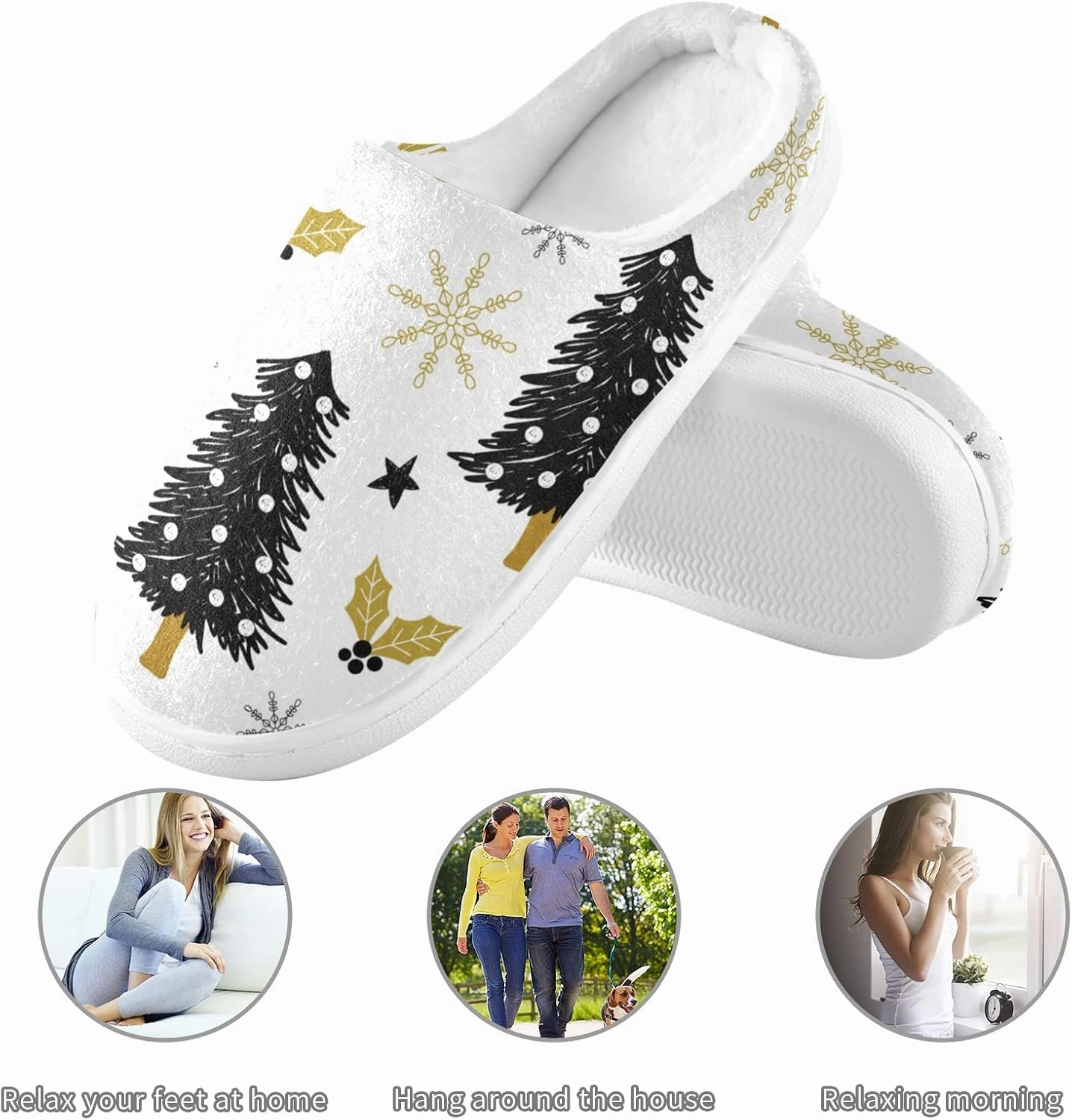 Unisex Memory Foam House Slippers Non-Skid Soft Warm Sole Coral Fleece Slip-on Closed Toe Hand Free Shoes for Bedroom Travel 6-17