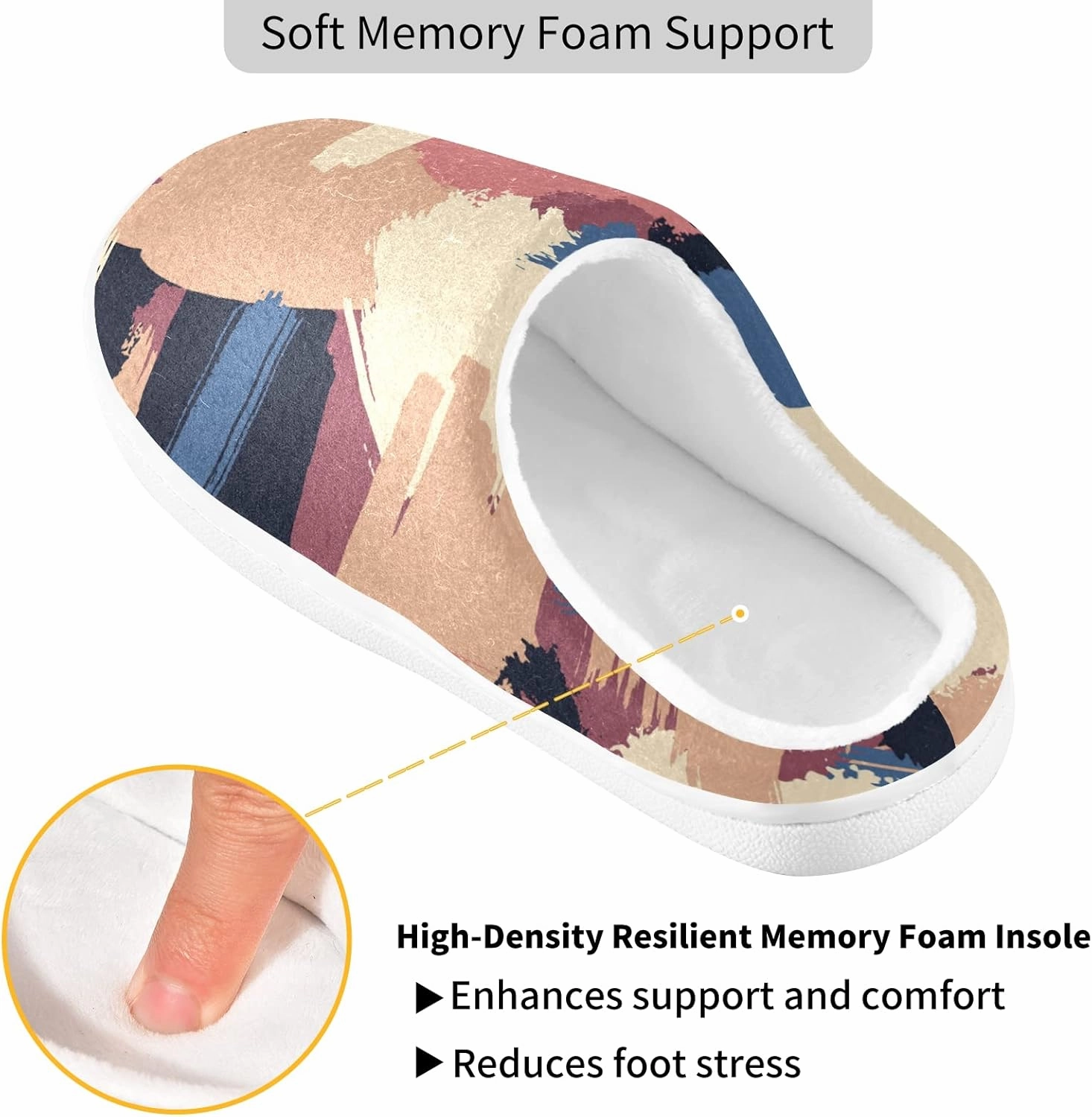 Unisex Memory Foam House Slippers Non-Skid Soft Warm Sole Coral Fleece Slip-on Closed Toe Hand Free Shoes for Bedroom Travel 6-17