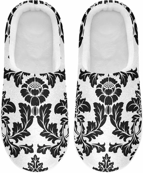 Unisex Memory Foam House Slippers Non-Skid Soft Warm Sole Coral Fleece Slip-on Closed Toe Hand Free Shoes for Bedroom Travel 6-17
