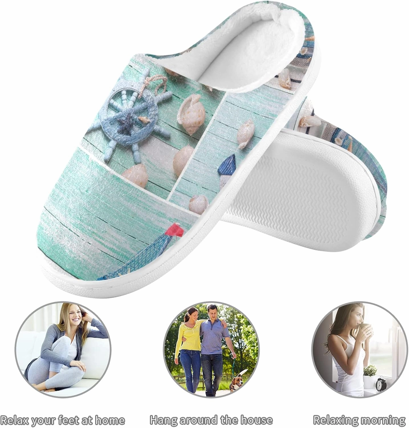 Unisex Memory Foam House Slippers Non-Skid Soft Warm Sole Coral Fleece Slip-on Closed Toe Hand Free Shoes for Bedroom Travel 6-17