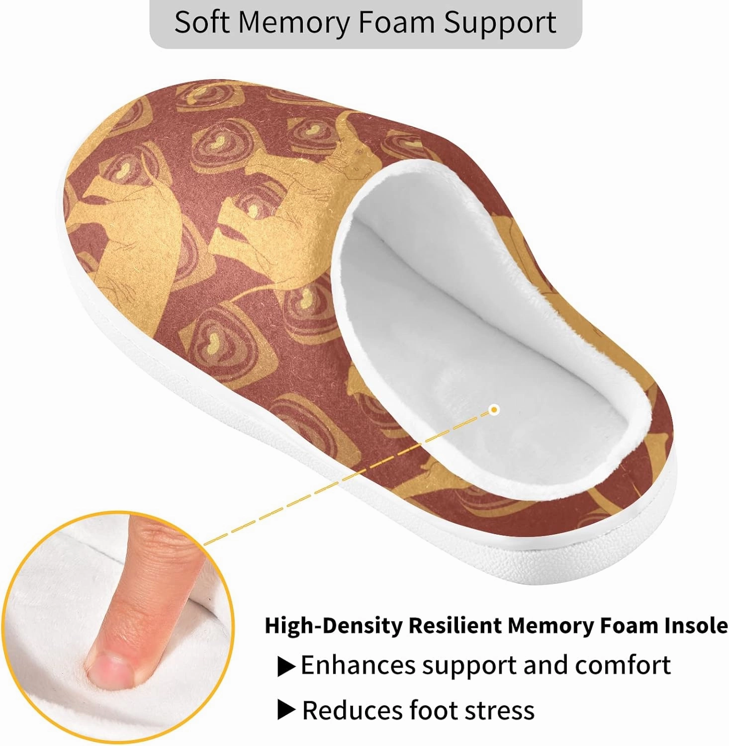 Unisex Memory Foam House Slippers Non-Skid Soft Warm Sole Coral Fleece Slip-on Closed Toe Hand Free Shoes for Bedroom Travel 6-17
