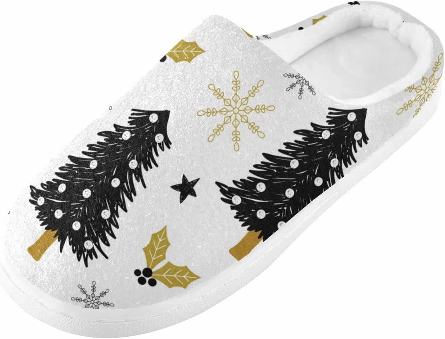 Unisex Memory Foam House Slippers Non-Skid Soft Warm Sole Coral Fleece Slip-on Closed Toe Hand Free Shoes for Bedroom Travel 6-17