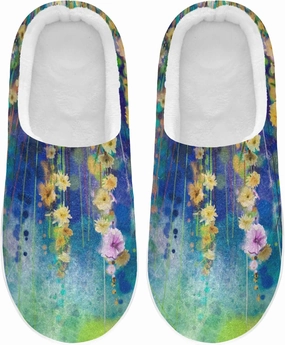 Unisex Memory Foam House Slippers Non-Skid Soft Warm Sole Coral Fleece Slip-on Closed Toe Hand Free Shoes for Bedroom Travel 6-17