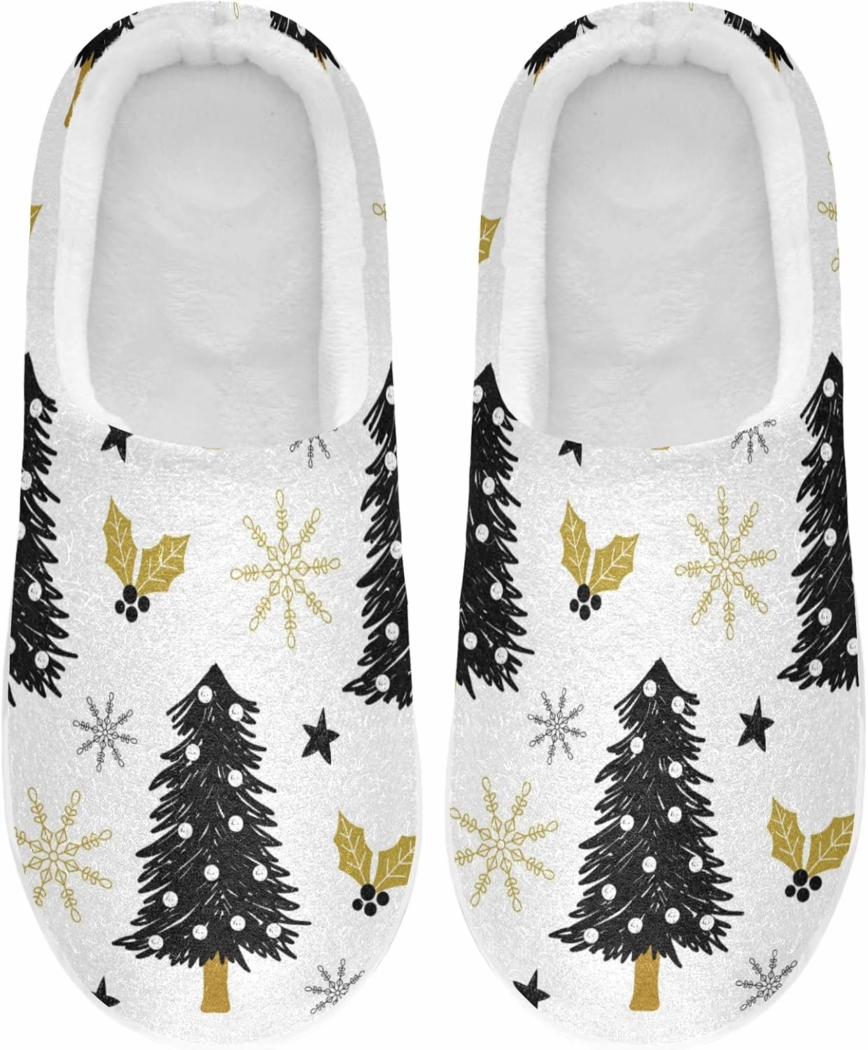 Unisex Memory Foam House Slippers Non-Skid Soft Warm Sole Coral Fleece Slip-on Closed Toe Hand Free Shoes for Bedroom Travel 6-17