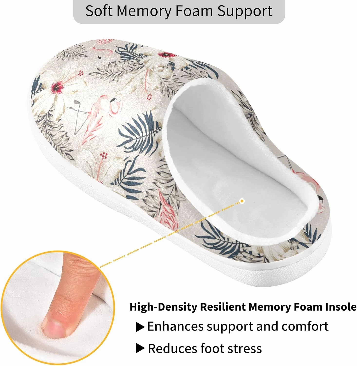 Unisex Memory Foam House Slippers Non-Skid Soft Warm Sole Coral Fleece Slip-on Closed Toe Hand Free Shoes for Bedroom Travel 6-17