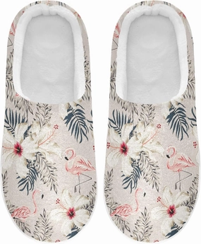 Unisex Memory Foam House Slippers Non-Skid Soft Warm Sole Coral Fleece Slip-on Closed Toe Hand Free Shoes for Bedroom Travel 6-17