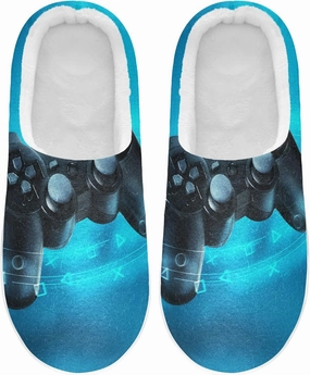Unisex Memory Foam House Slippers Non-Skid Soft Warm Sole Coral Fleece Slip-on Closed Toe Hand Free Shoes for Bedroom Travel 6-17