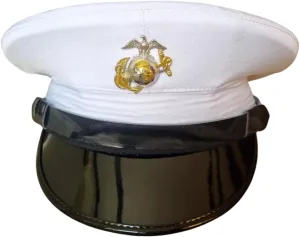 US Marine Corps Dress Blue White Enlisted Frame Hat Cover (US, Numeric, 7 1/8, White)