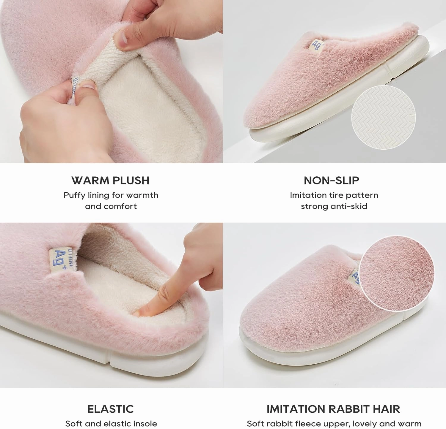 utune Women's House Slippers Fuzzy Cozy Slippers for Women Indoor with Anti-Skid Sole