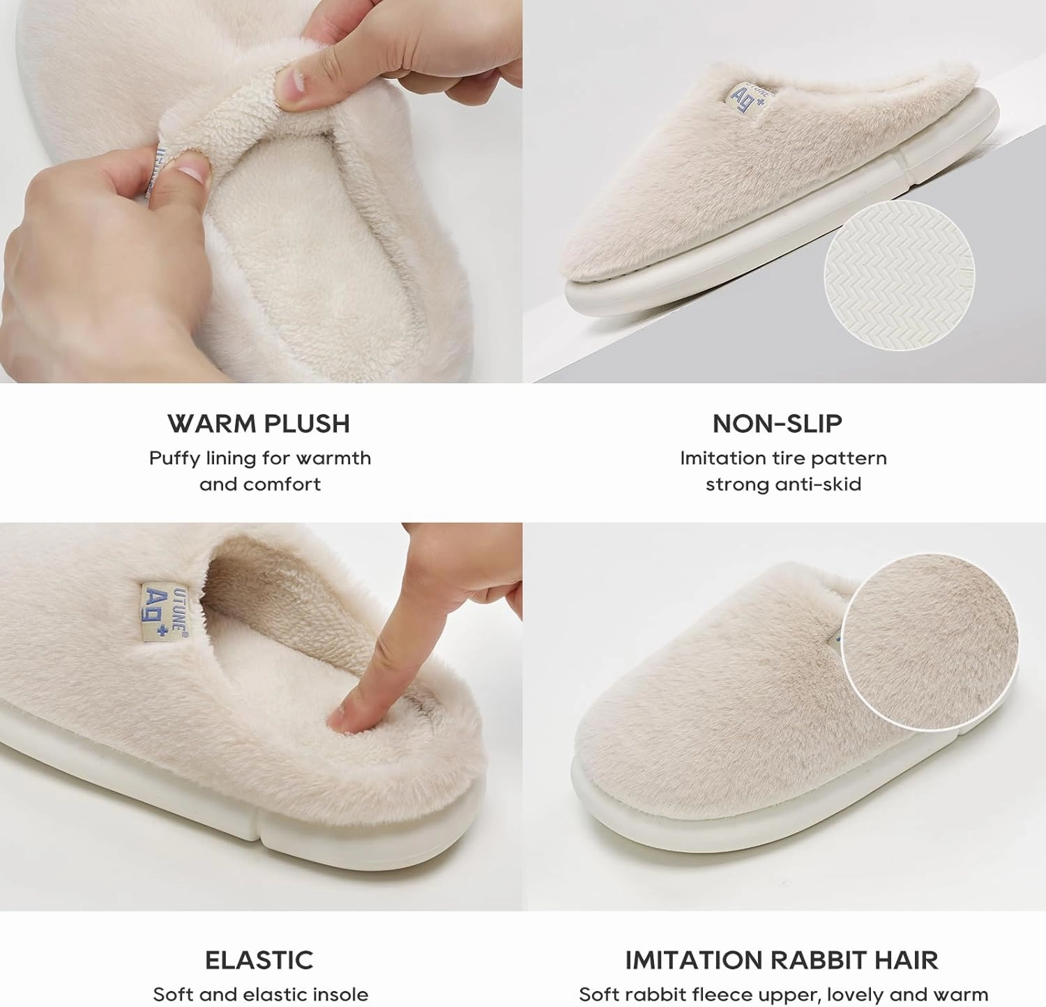 utune Women's House Slippers Fuzzy Cozy Slippers for Women Indoor with Anti-Skid Sole