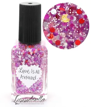 Valentines Day Pink and Red Multi Glitter Nail Polish—Love Is All Around