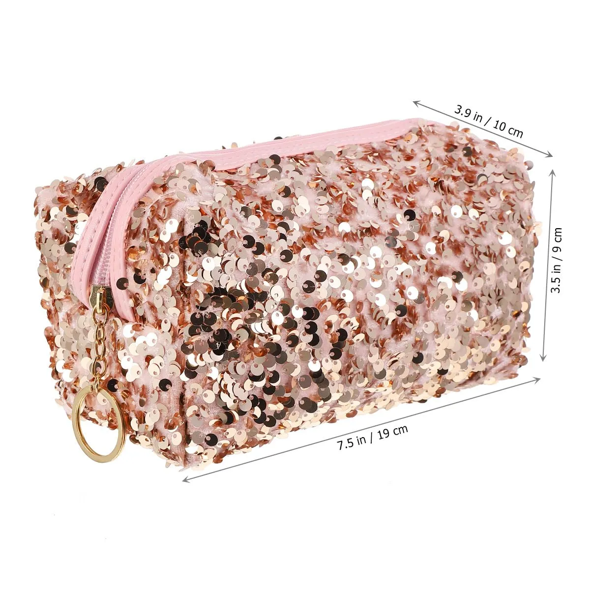 VALICLUD Sequin Cosmetic Bag Portable Glitter Makeup Zipper Bag Toiletry Bag Sequin Organizer Bag for Women Girls Travel Daily Use (Pink)