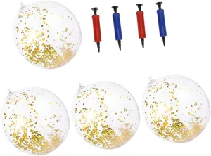 VANZACK Beach Ball Inflatables Pool Activity Shape Bouncy Beach Balls Sequins Inflatable Beach Ball Summer Party