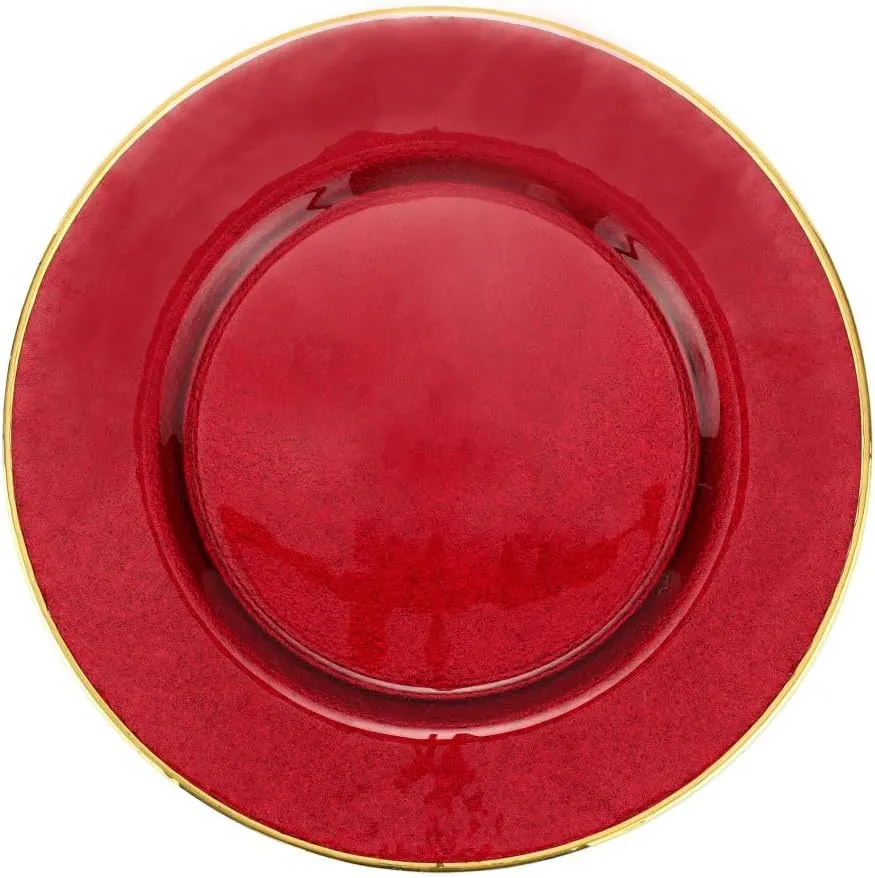Vietri Metallic Glass Ruby Service Plate/Charger 12.5" D Glass Charger Plate Dinnerware