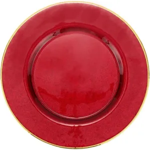 Vietri Metallic Glass Ruby Service Plate/Charger 12.5" D Glass Charger Plate Dinnerware