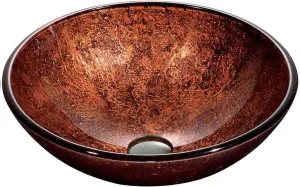 VIGO Giovanni 17" L x 17" W x 6" H Over The Counter Glass Round Vessel Bathroom Sink in Copper -VG07028