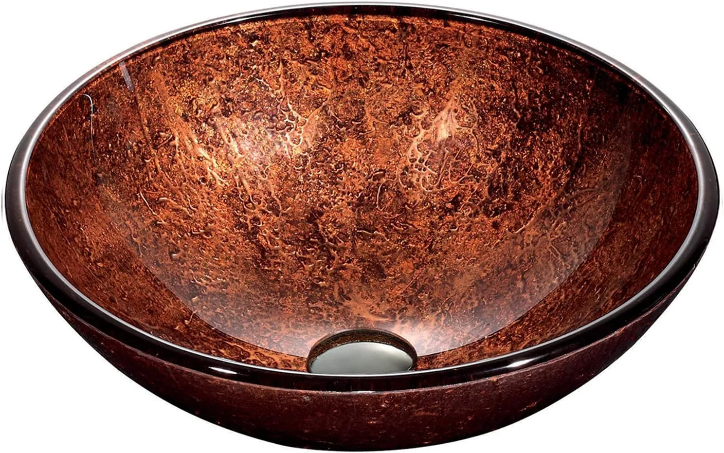 VIGO Giovanni 17" L x 17" W x 6" H Over The Counter Glass Round Vessel Bathroom Sink in Copper -VG07028
