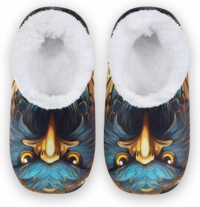 Vintage Owl Fuzzy Memory Foam Closed Back Slippers for Women Men Knit Fleece Lined House Shoes with Anti-Skid Sole Household Slippers for Indoor Outdoor Hotel Bedroom