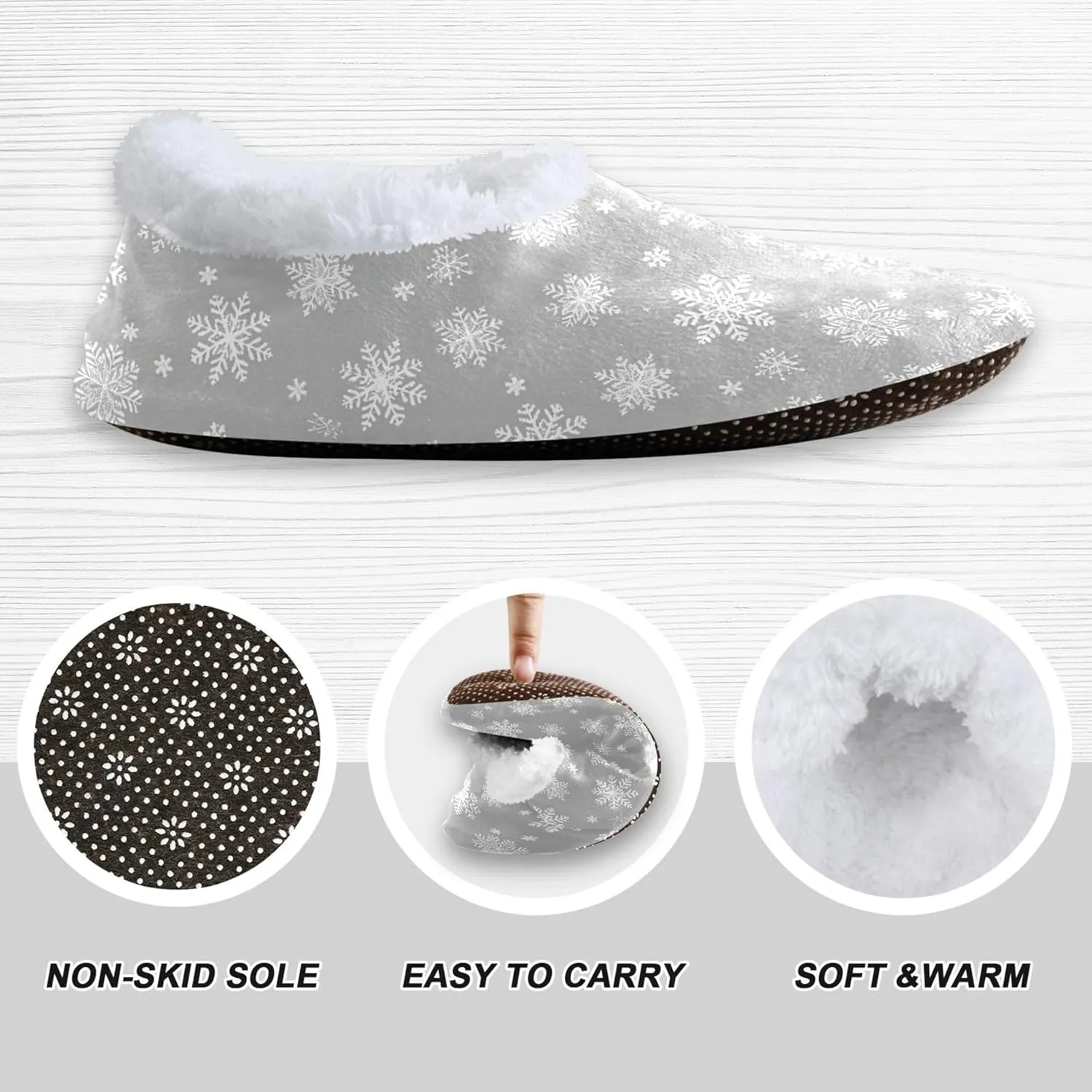 Vnurnrn Christmas Flamingos Pink Winter House Slippers Indoor Fuzzy Feet Slippers Cozy Home Shoes Soft Sole Slippers for Home