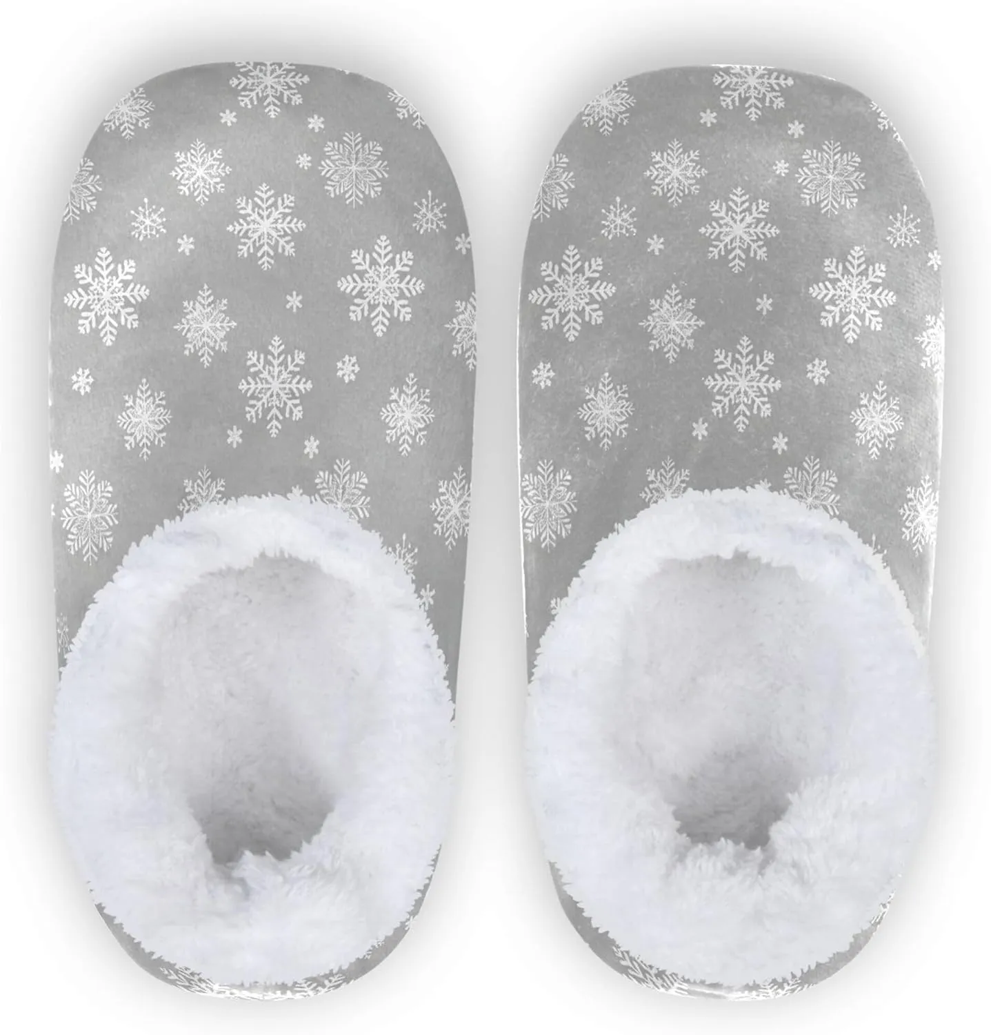 Vnurnrn Christmas Flamingos Pink Winter House Slippers Indoor Fuzzy Feet Slippers Cozy Home Shoes Soft Sole Slippers for Home