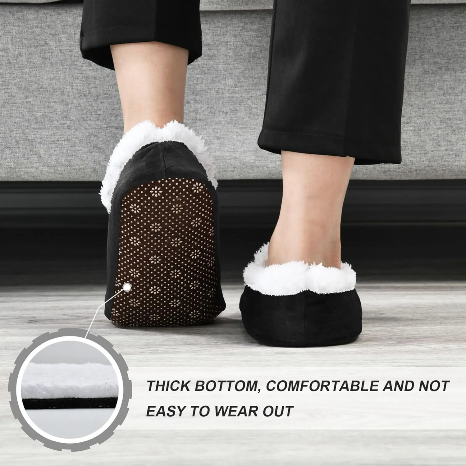 Vnurnrn Custom Photo Name Christmas Winter House Slippers Personalized Indoor Fuzzy Feet Slippers Cozy Home Shoes Slippers