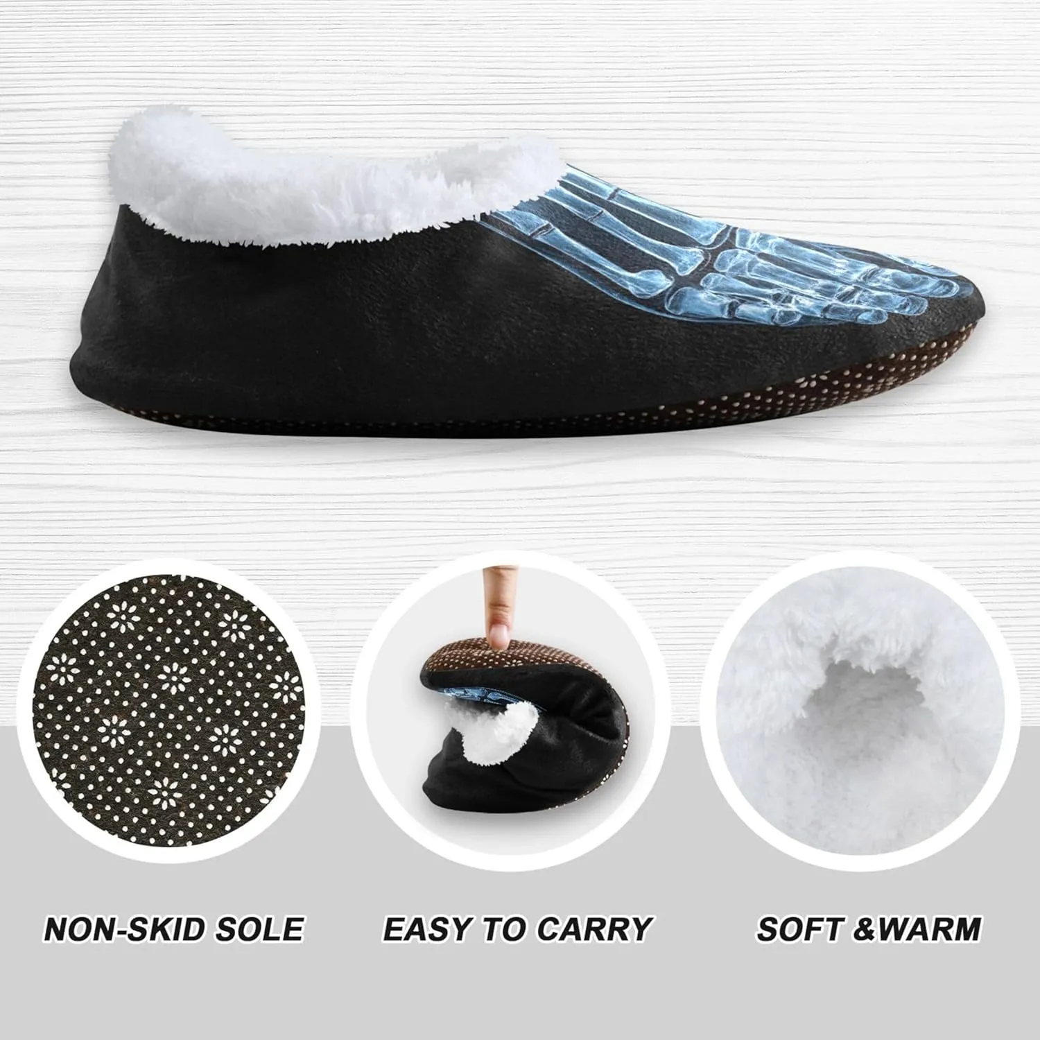 Vnurnrn Custom Photo Name Christmas Winter House Slippers Personalized Indoor Fuzzy Feet Slippers Cozy Home Shoes Slippers