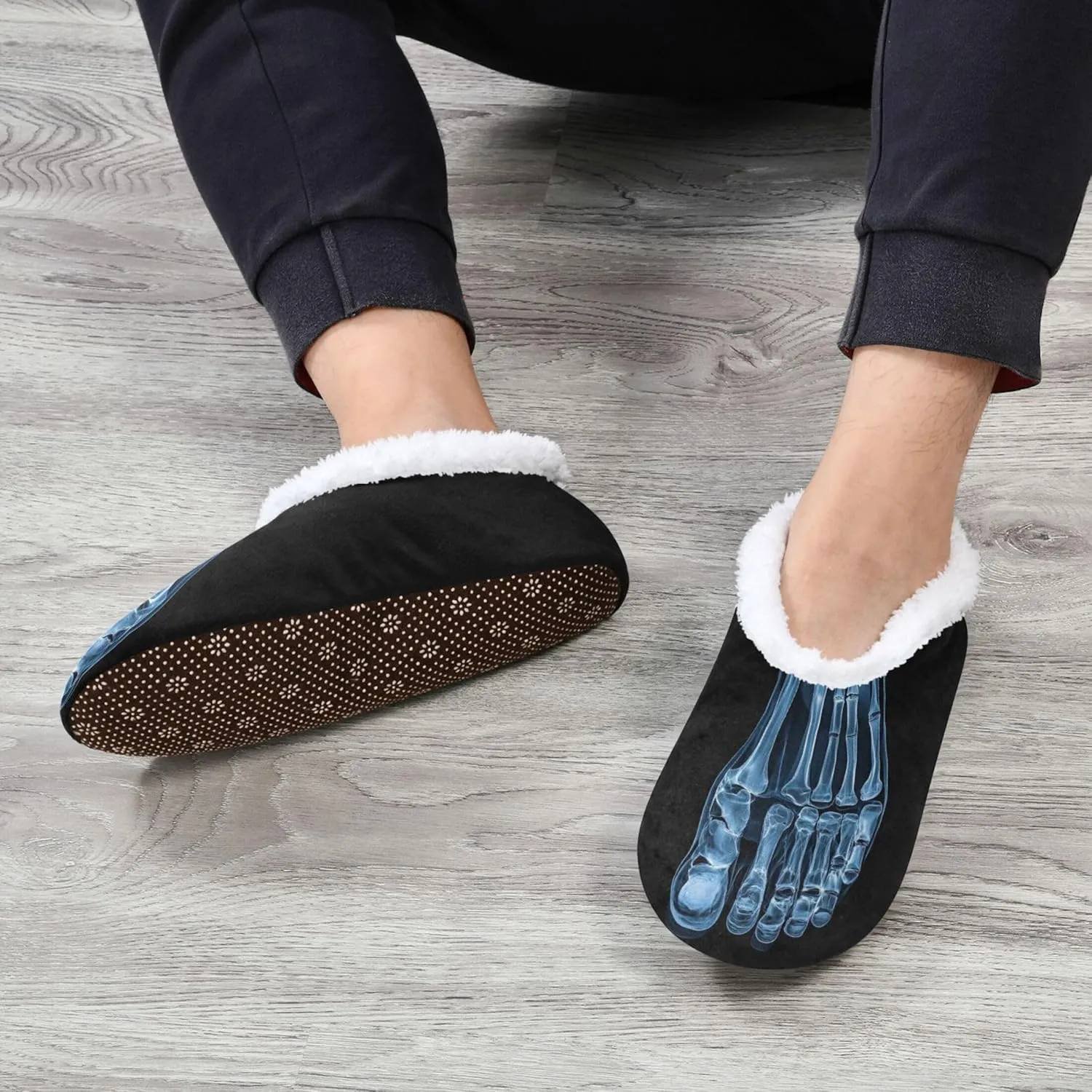 Vnurnrn Custom Photo Name Christmas Winter House Slippers Personalized Indoor Fuzzy Feet Slippers Cozy Home Shoes Slippers
