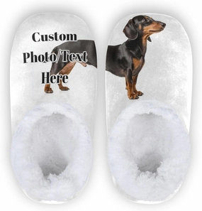 Vnurnrn Custom Photo Name Christmas Winter House Slippers Personalized Indoor Fuzzy Feet Slippers Cozy Home Shoes Slippers