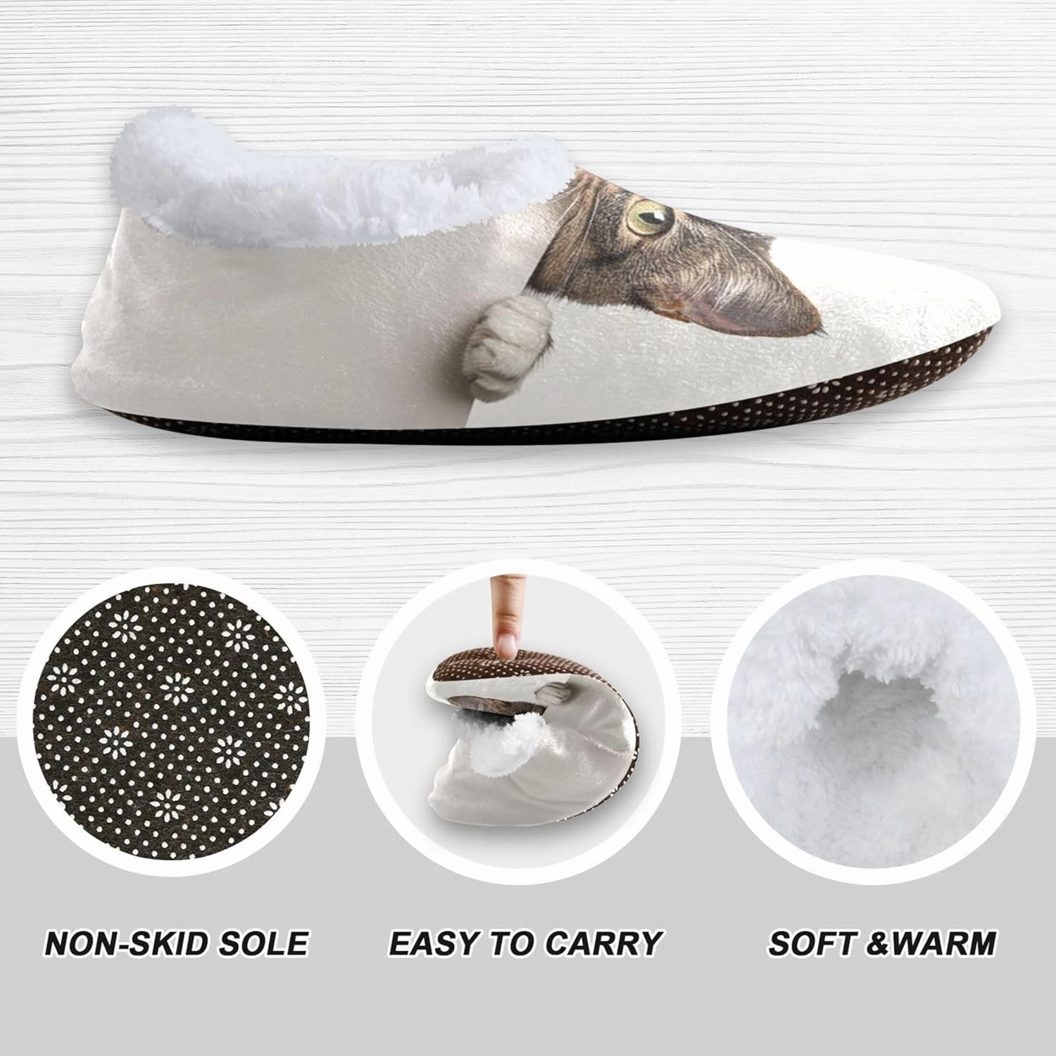 Vnurnrn Custom Photo Name Christmas Winter House Slippers Personalized Indoor Fuzzy Feet Slippers Cozy Home Shoes Slippers