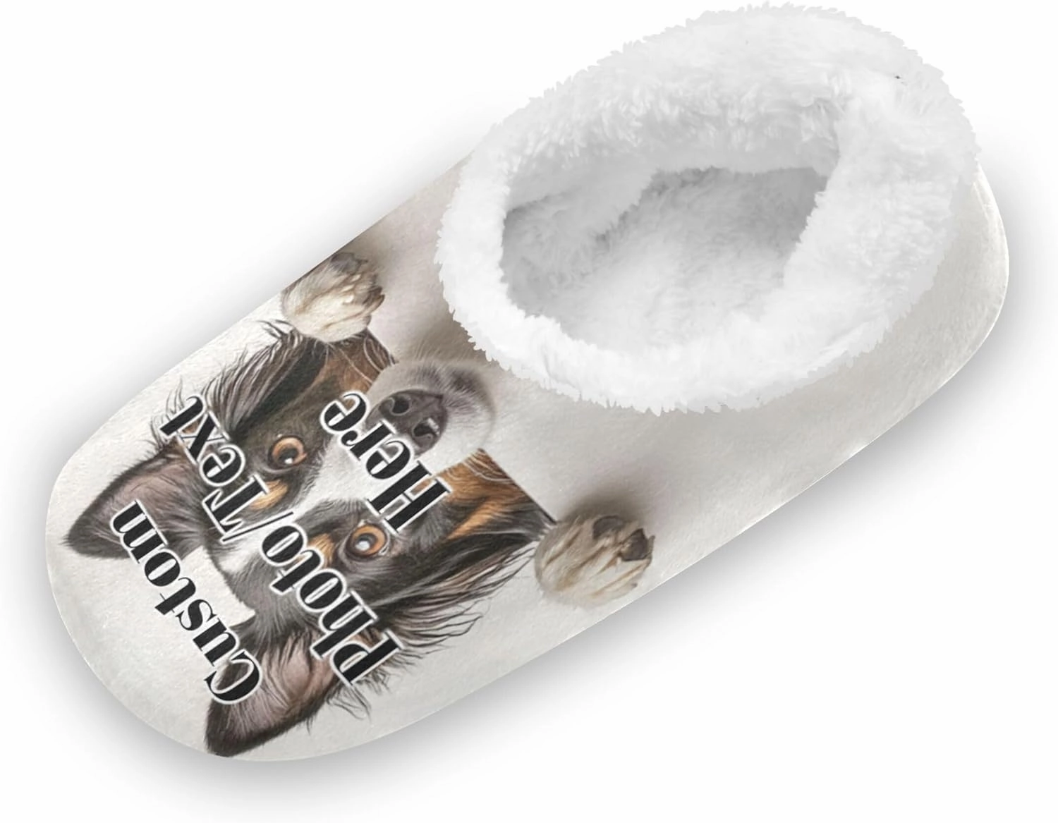 Vnurnrn Custom Photo Name Christmas Winter House Slippers Personalized Indoor Fuzzy Feet Slippers Cozy Home Shoes Slippers