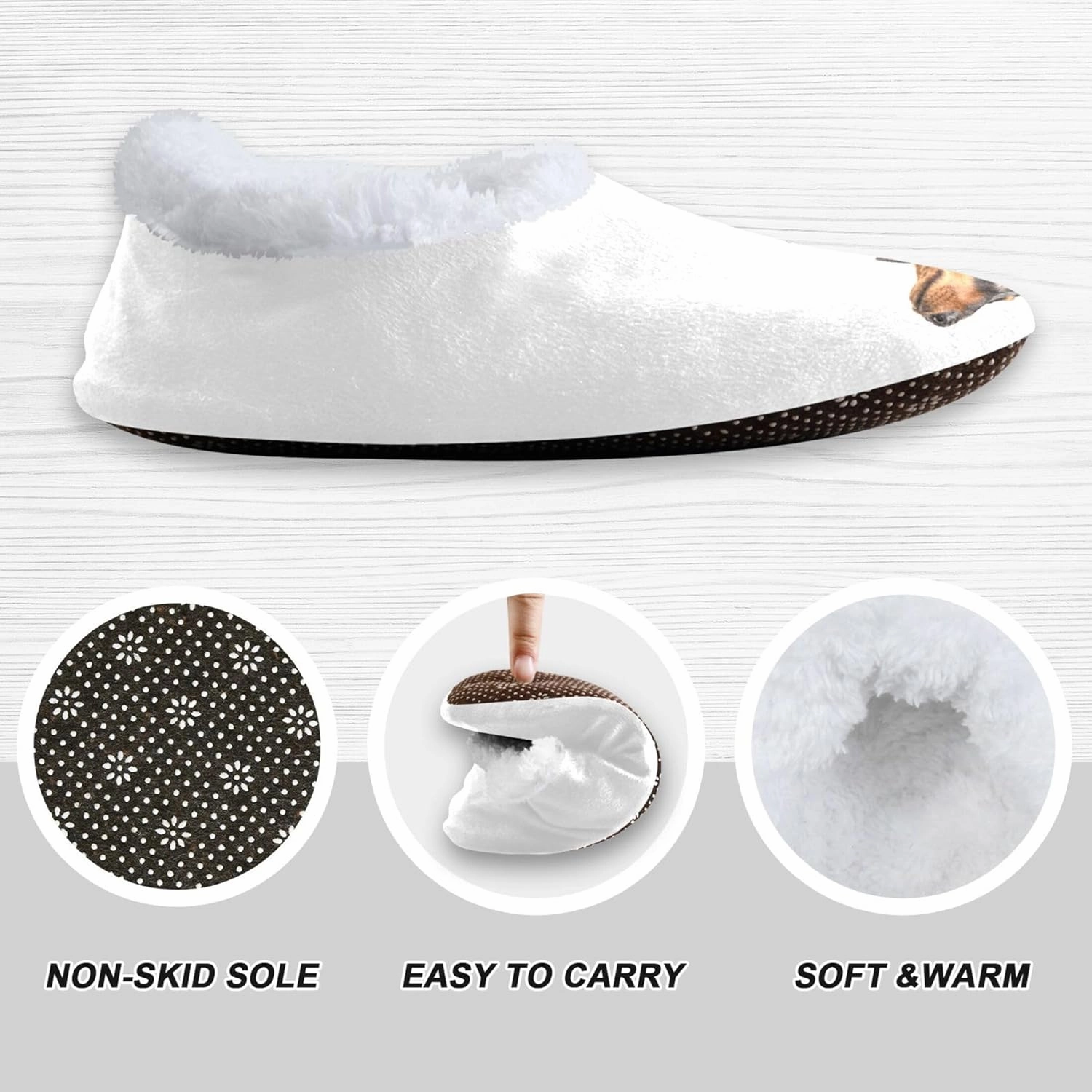Vnurnrn Custom Photo Name Christmas Winter House Slippers Personalized Indoor Fuzzy Feet Slippers Cozy Home Shoes Slippers