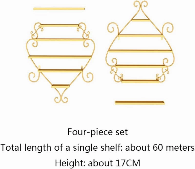 Wall-Mounted Metal Nail Polish Display Stand, 5-Layer Heart-Shaped Nail Polish Wall Shelf Storage Storage Rack, Polish Salon with Salon Art, for Perfume/Lipstick/Cosmetic Display Stand Zddab/ (Gold
