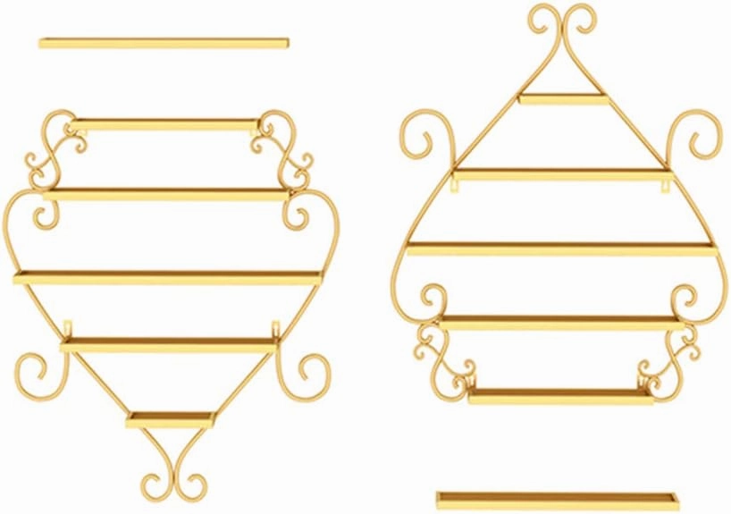 Wall-Mounted Metal Nail Polish Display Stand, 5-Layer Heart-Shaped Nail Polish Wall Shelf Storage Storage Rack, Polish Salon with Salon Art, for Perfume/Lipstick/Cosmetic Display Stand Zddab/ (Gold
