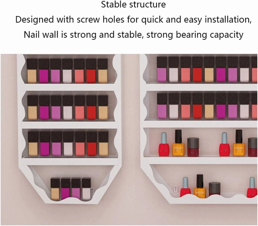 Wall-Mounted Nail Polish Display Stand Storage Manager, 5-Layer Metal Oil Display Stand Combination, Salon Wall Art Polish Stand, Cosmetic Display Stand for Stoperfume Lipstick Essential Oil/ (Gold